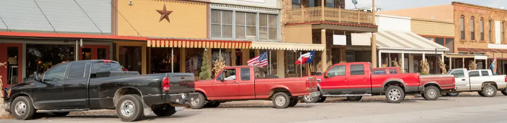 Downtown with trucks