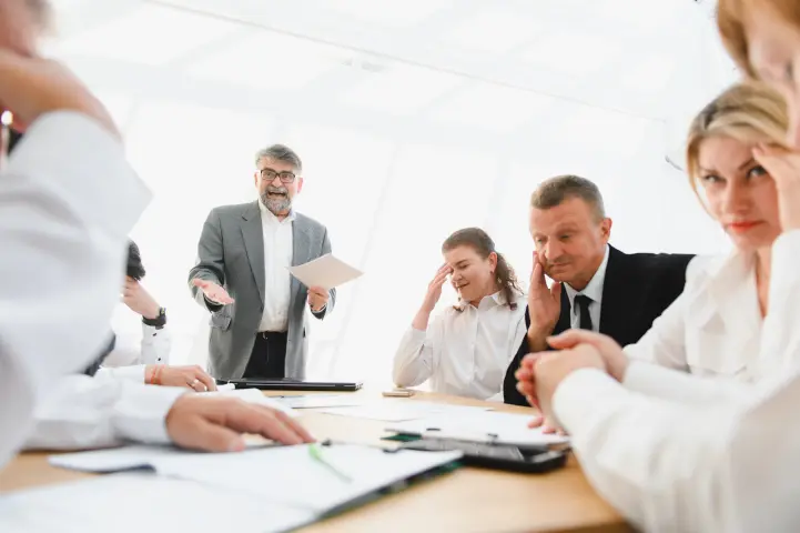 Frustrated business owner meeting