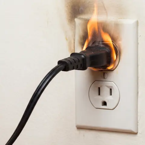 Outlet plug fire
